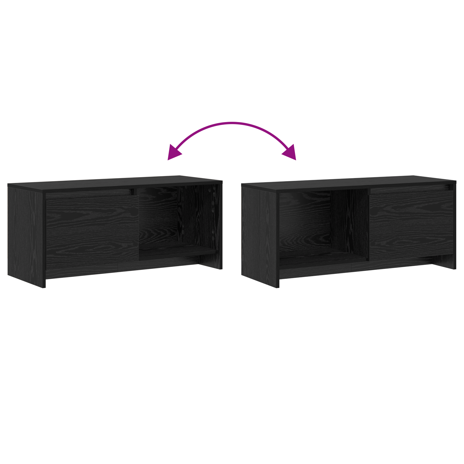 TV-stand Zwart eiken Bewerkt hout