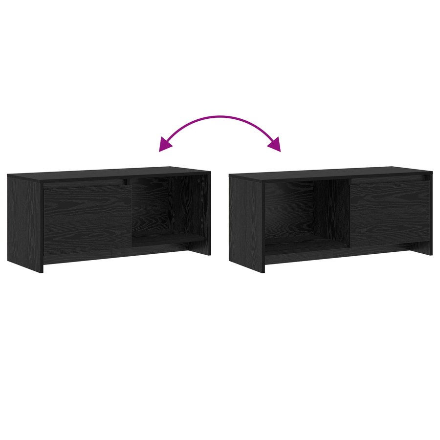 TV-stand Zwart eiken Bewerkt hout