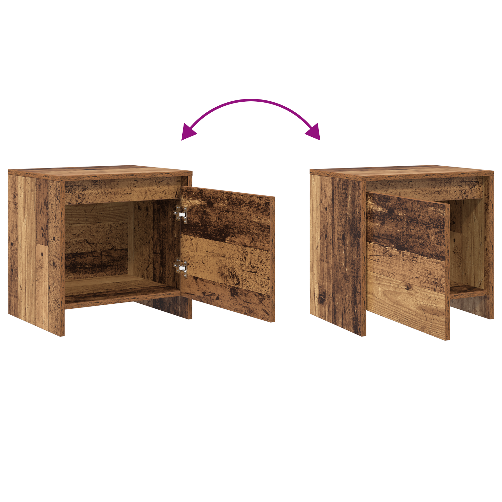 Nachtkastje Oud hout 45 x 34 x 44.5 cm Bewerkt hout
