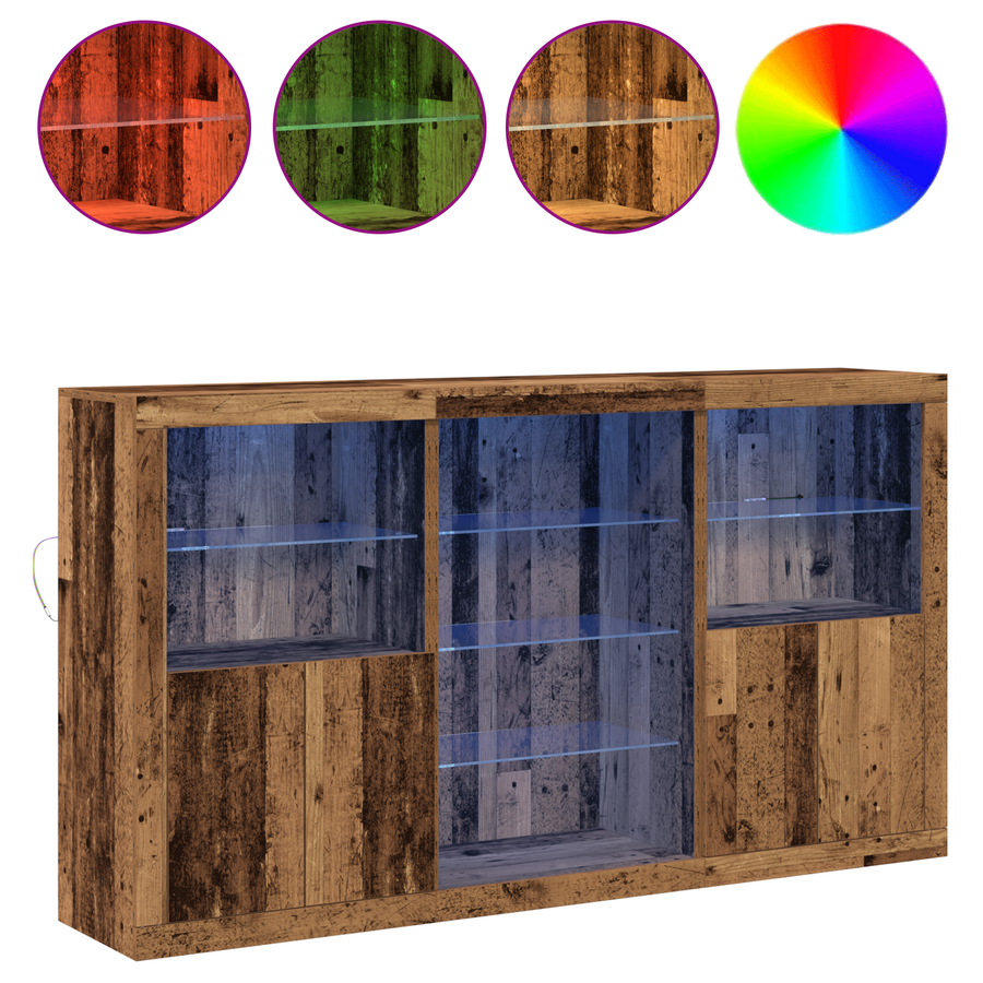 Sideboard met LED Verlichting Oude Hout 181,5x37x100 cm Engineered Hout