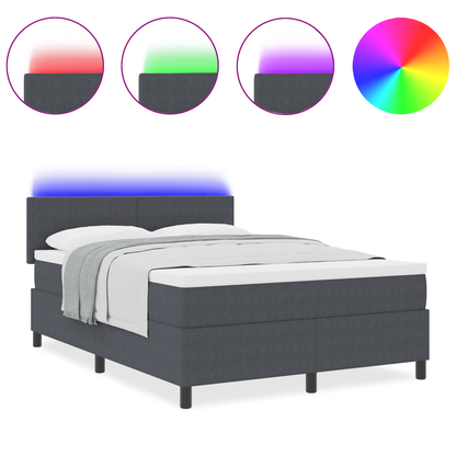 Boxspringbed met Matras & LED Donkergrijs 140x200 cm Corduroy Stof