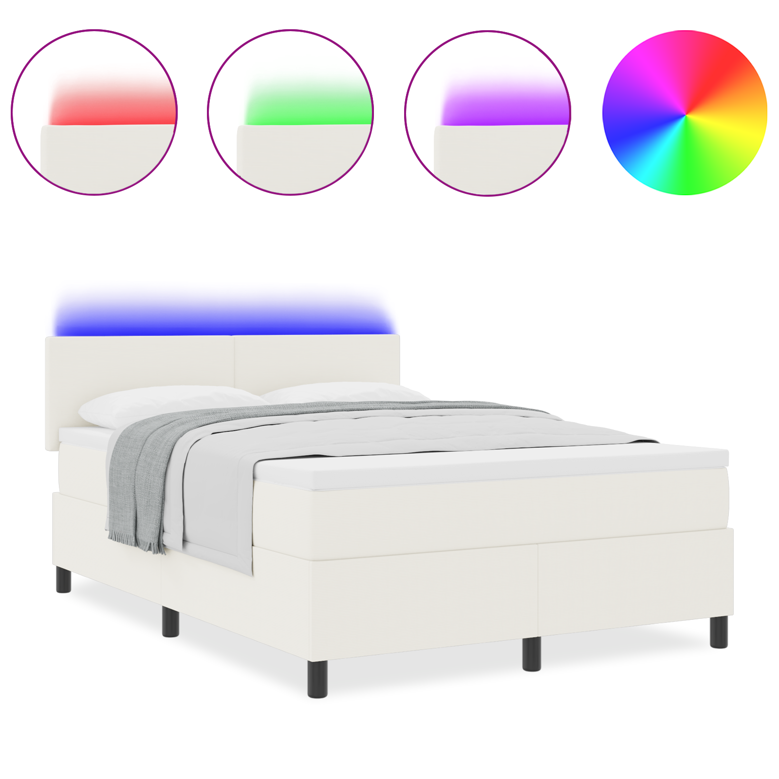 Boxspringbed met Matras en LED Crème 160x200 cm Corduroy Stof