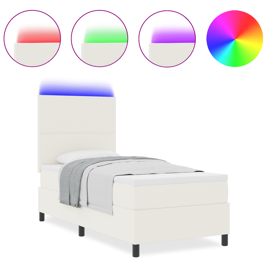 Boxspringbed met Matras & LED Crème 100x200 cm Corduroy Stof