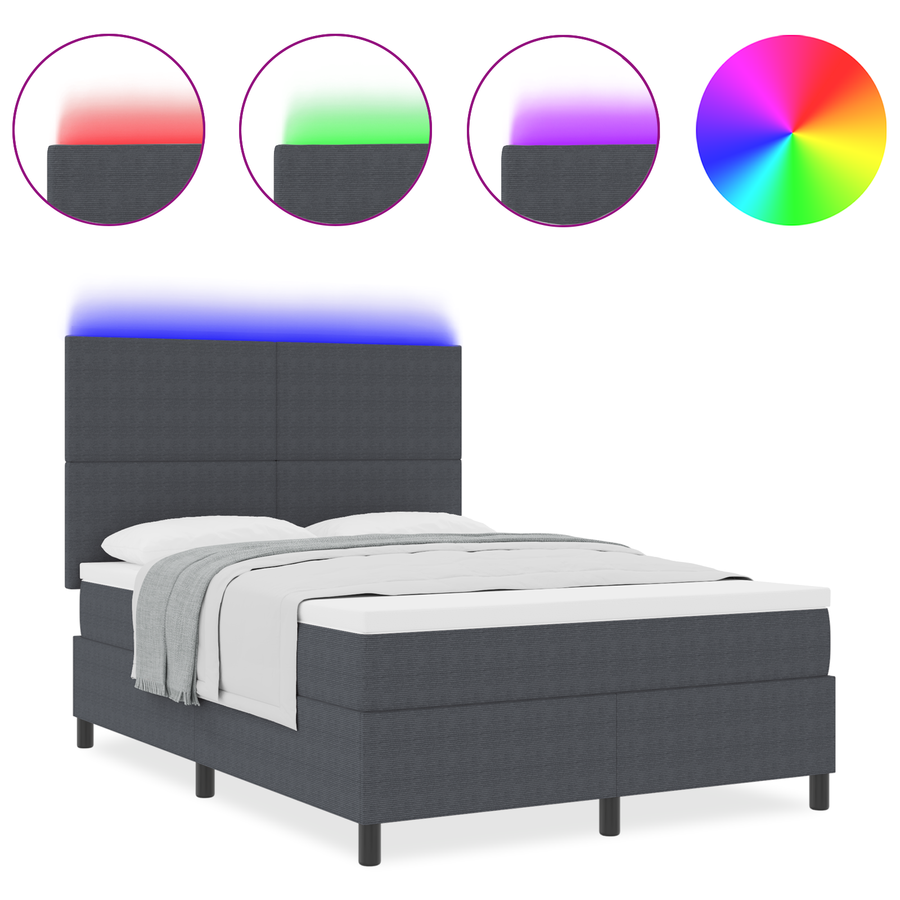 Boxspringbed met Matras & LED Donkergrijs 160x200 cm Corduroy Stof