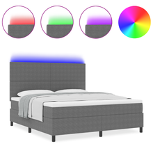 Boxspringbed met Matras & LED Licht Grijs Super King Corduroy Stof