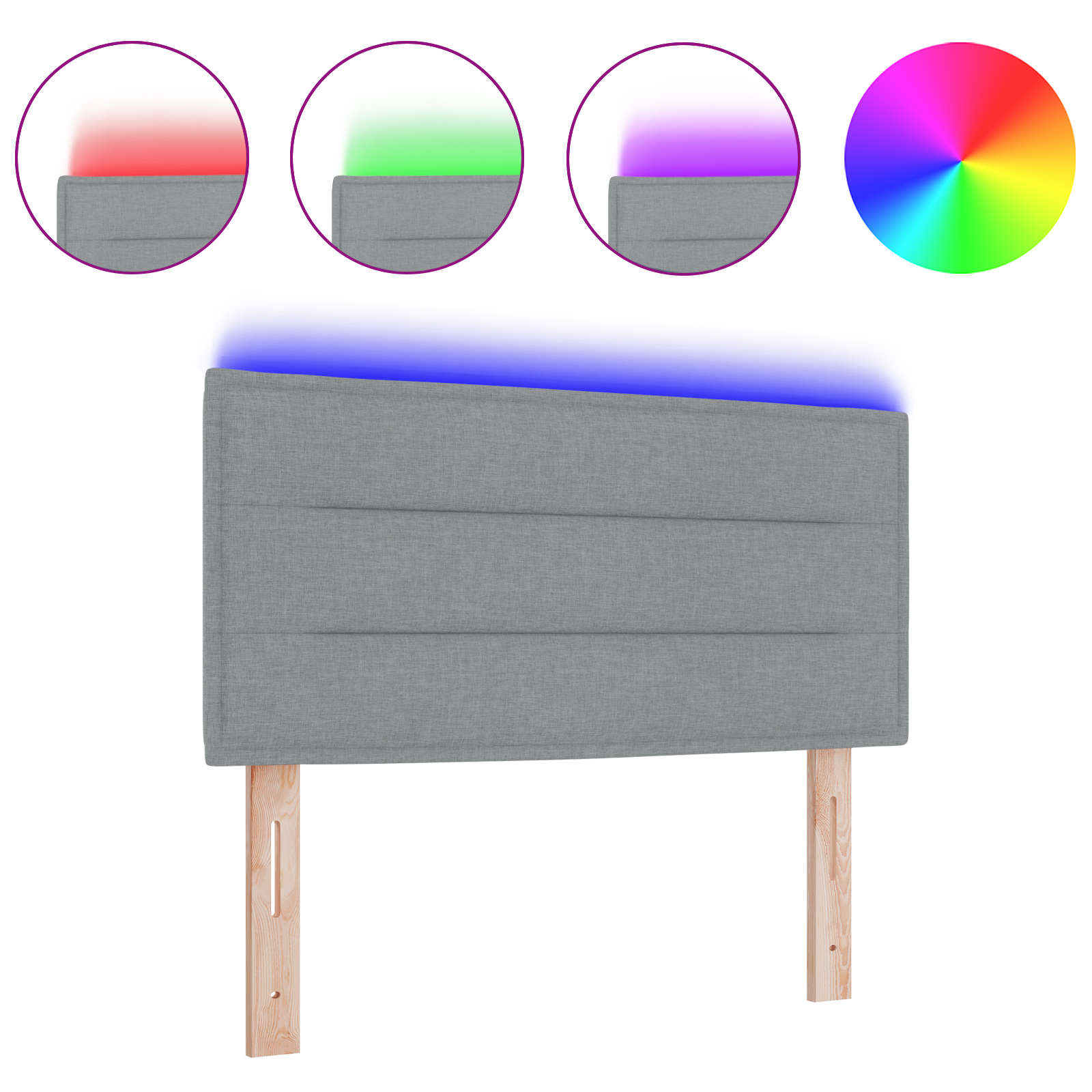 LED Hoofdeinde met Lijnen Ontwerp Lichtgrijs 90 cm Stof