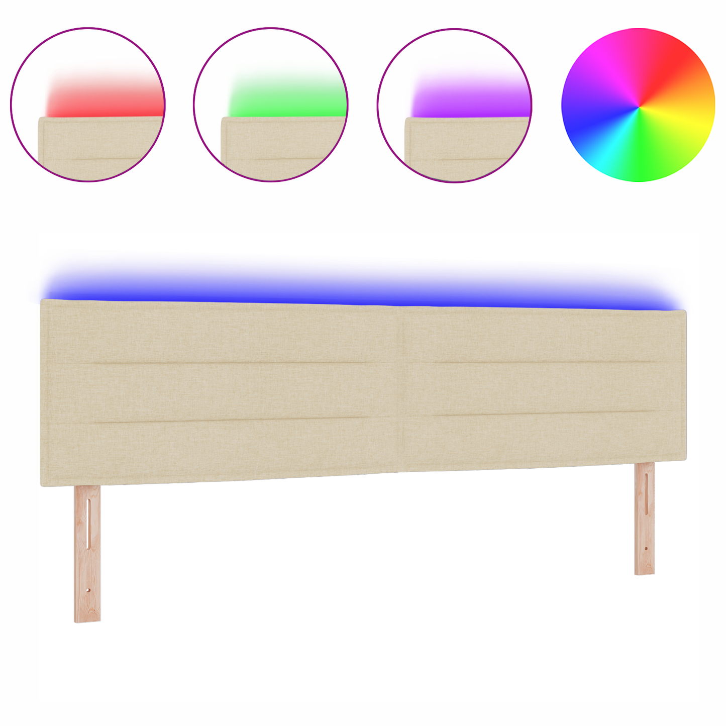 Hoofdbord met strepen 90 cm stof crèmekleurig