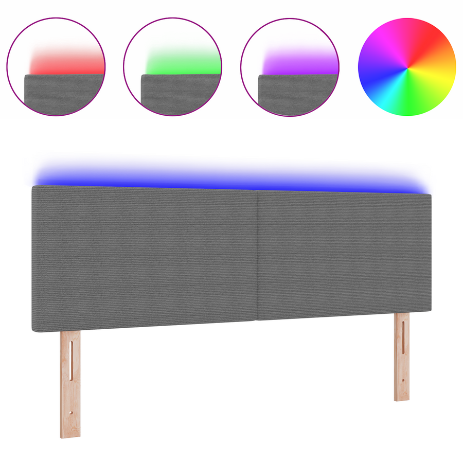 LED-hoofdbord Eenvoudig Ontwerp Lichtgrijs 72 cm Corduroy Stof