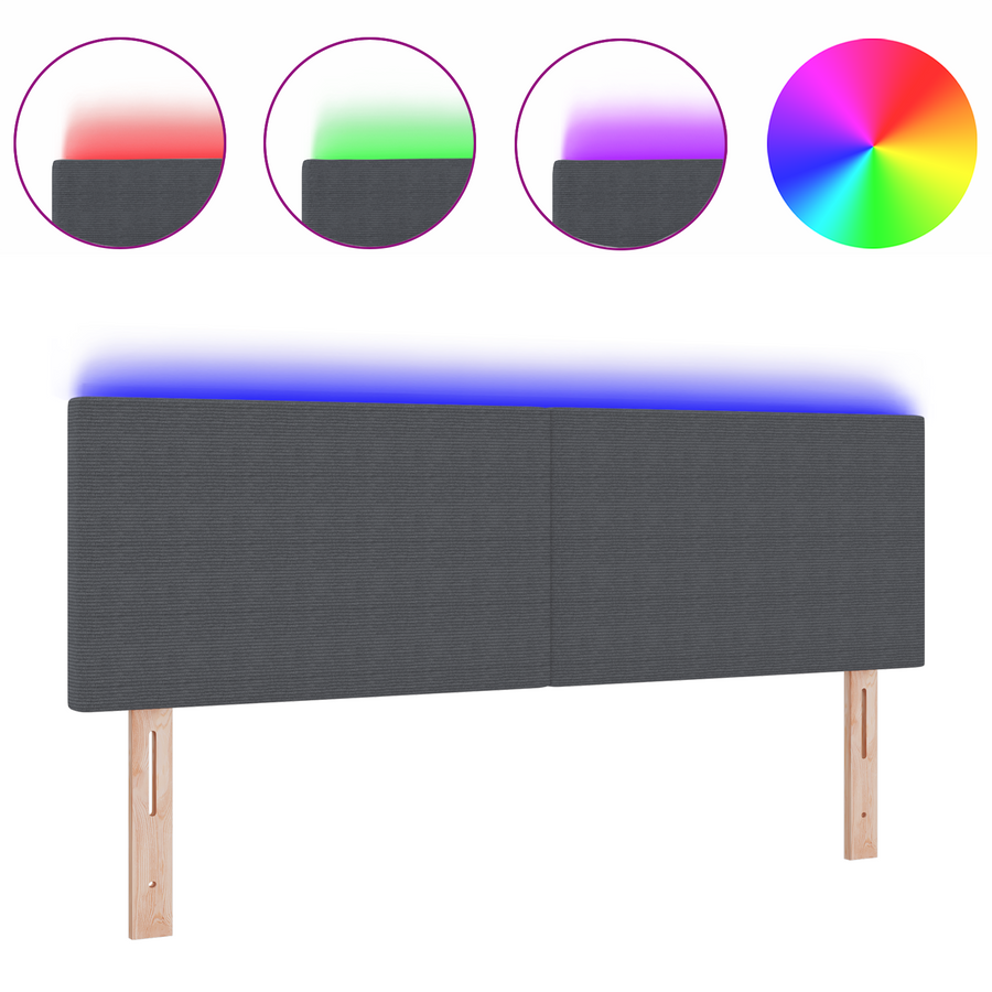 LED Hoofdbord Simpel Ontwerp Donkergrijs 72 cm Corduroy Bekleding