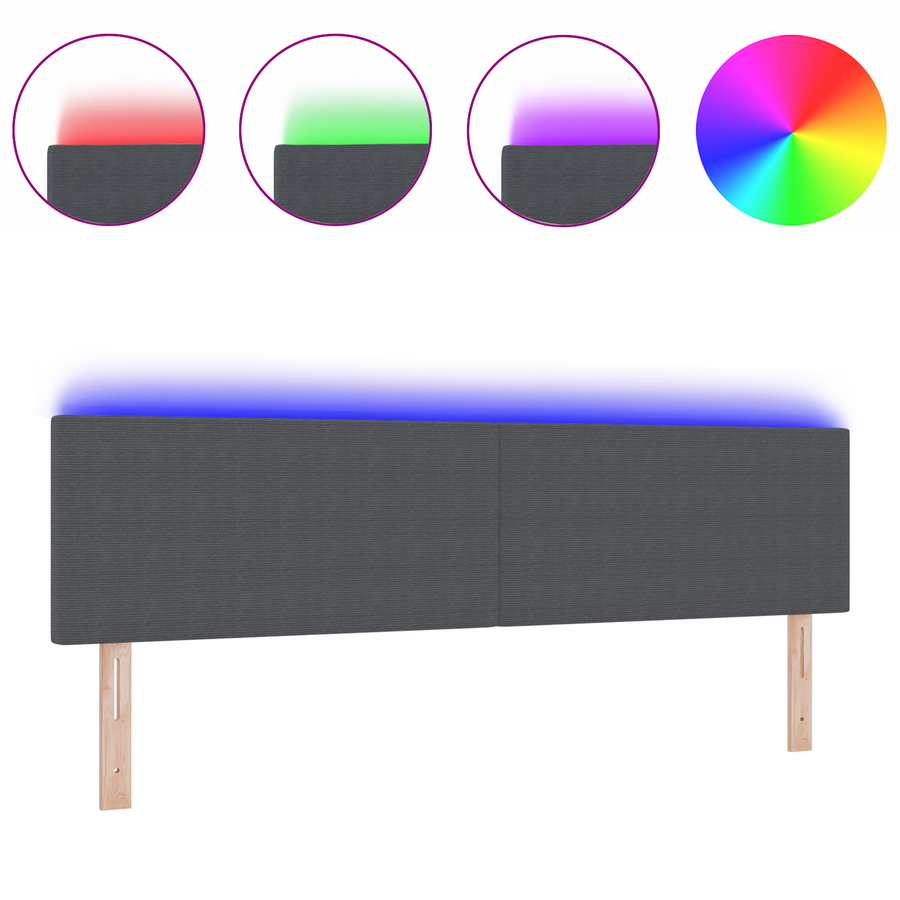 LED Hoofdbord Simpel Donkergrijs 90 cm Corduroy Stof