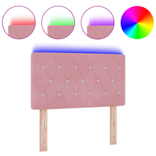 Hoofdbord LED en kristallen knopen 80 cm fluweel roze