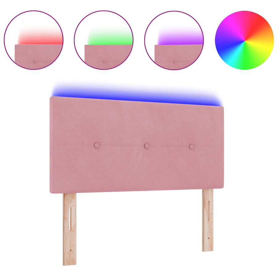 Hoofdbord met LED en knopen 80 cm fluweel roze