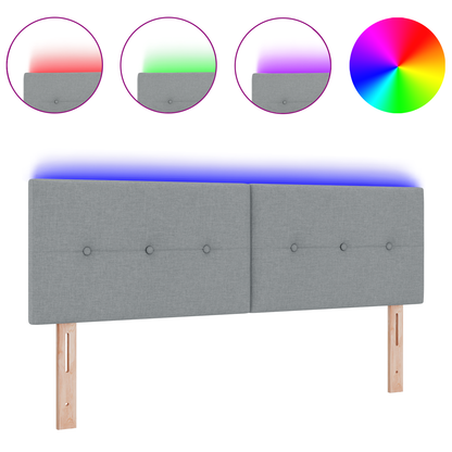 Hoofdbord met LED en knopen 72 cm stof lichtgrijs
