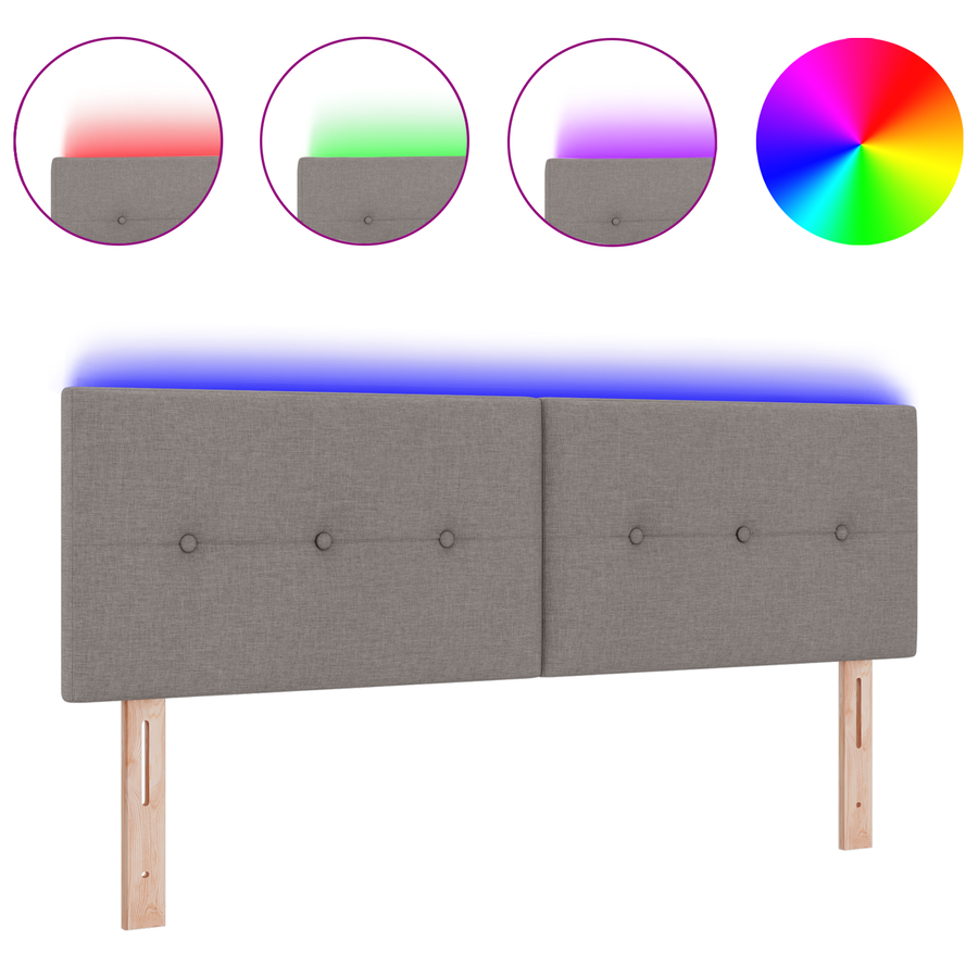 Hoofdbord met LED en knopen 72 cm stof taupe
