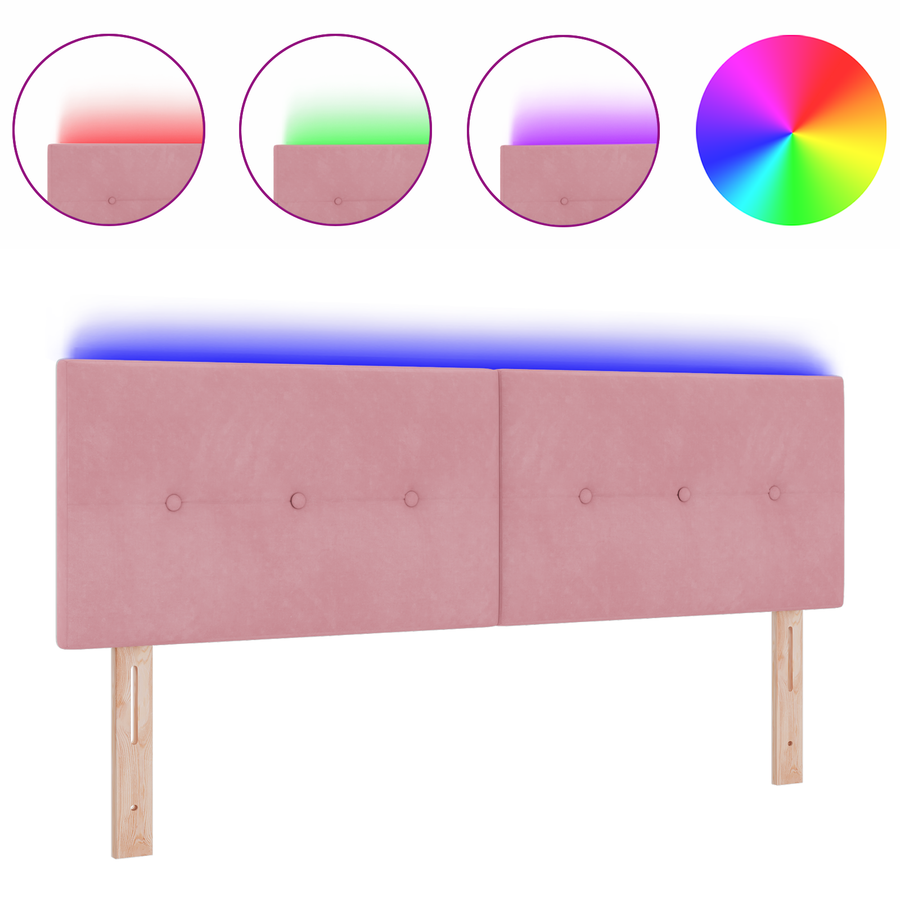 Hoofdbord met LED en knopen 80 cm fluweel roze