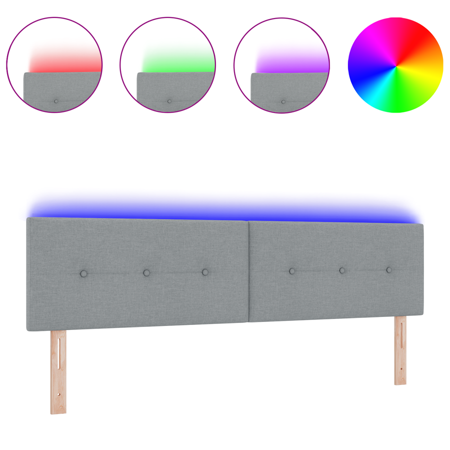Hoofdbord met LED en knopen 90 cm stof lichtgrijs