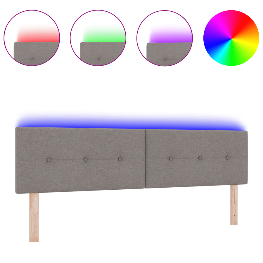 Hoofdbord met LED en knopen 90 cm stof taupe