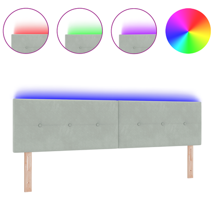 Hoofdbord met LED en knopen 90 cm fluweel lichtgrijs