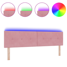 Hoofdbord met LED en knopen 90 cm fluweel roze