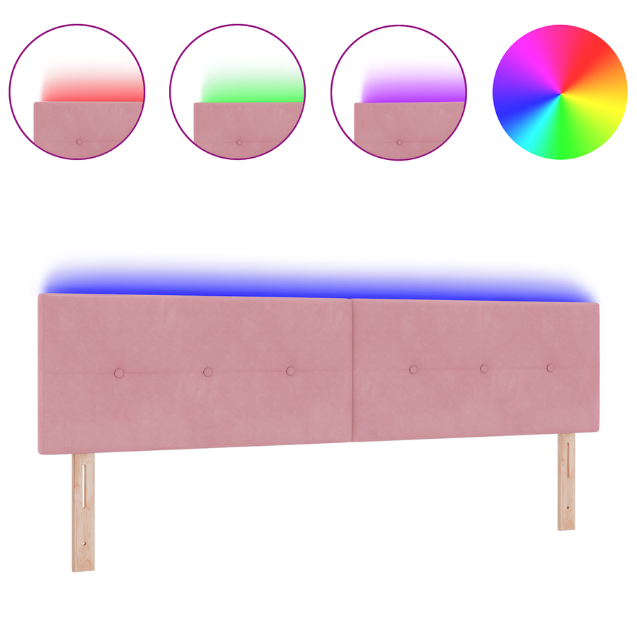 Hoofdbord met LED en knopen 90 cm fluweel roze