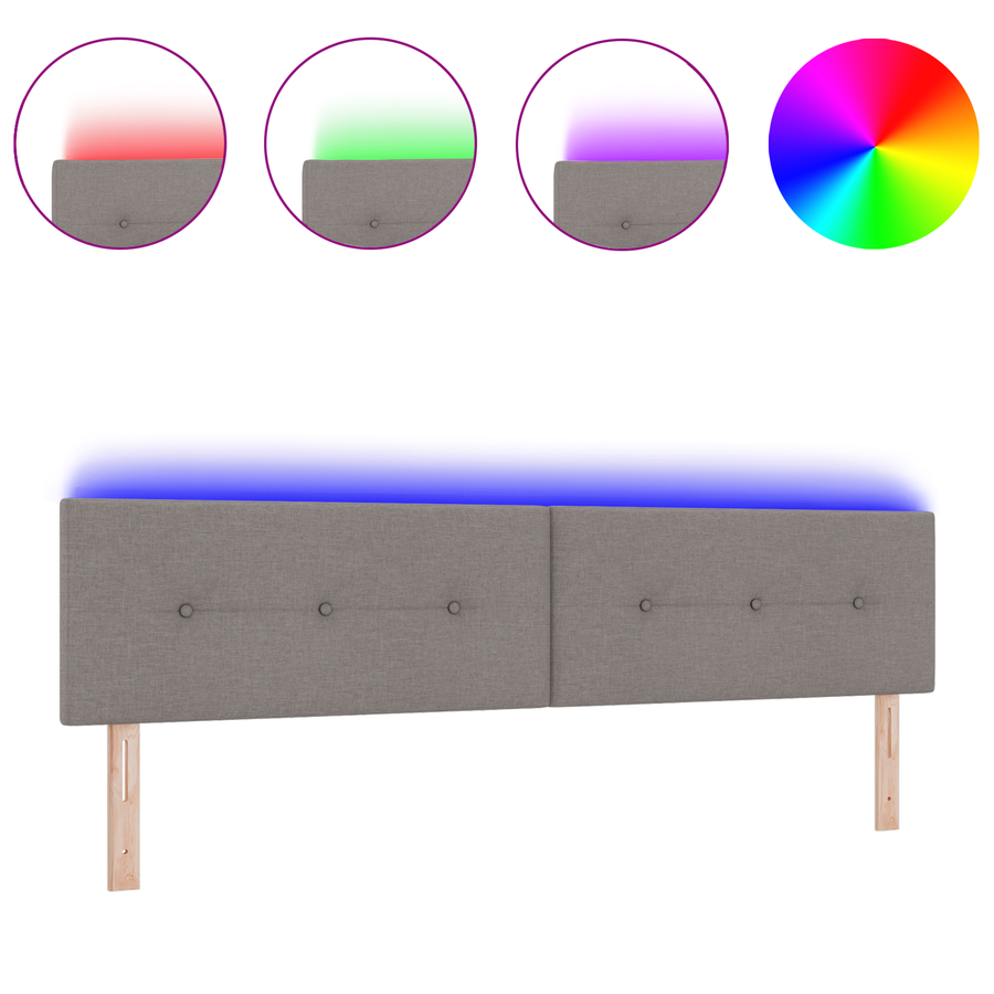 Hoofdbord met LED en knopen 100 cm stof taupe