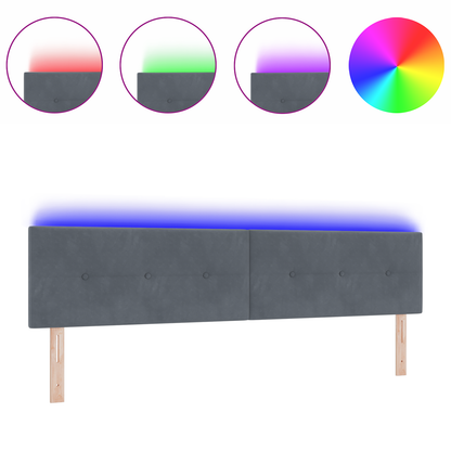 Hoofdbord met LED en knopen 100 cm fluweel donkergrijs
