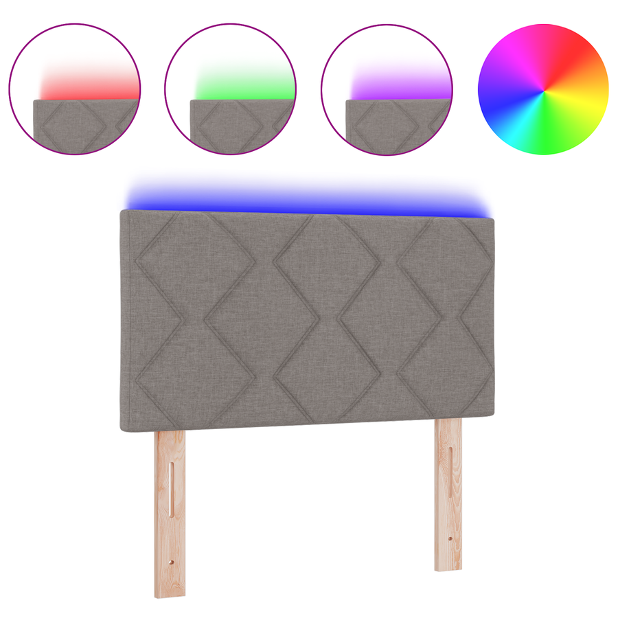 Hoofdbord LED met ruitjes 80 cm stof taupe