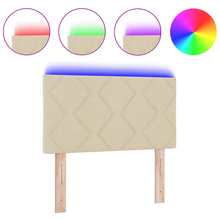 Hoofdbord LED met ruitjes 80 cm stof crèmekleurig