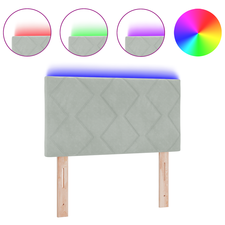 LED Hoofdbord met Diamant Blokken Ontwerp Lichtgrijs 80 cm van Velvet