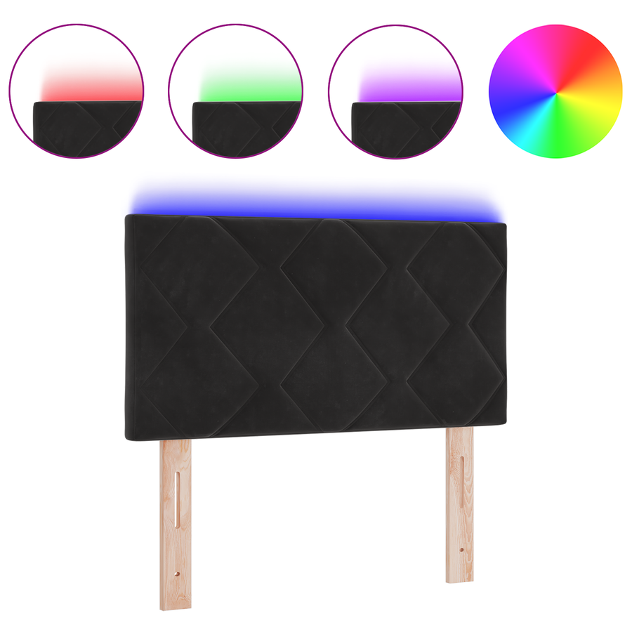 LED Hoofdbord in Diamantblok Ontwerp Zwart 80 cm van Velvet