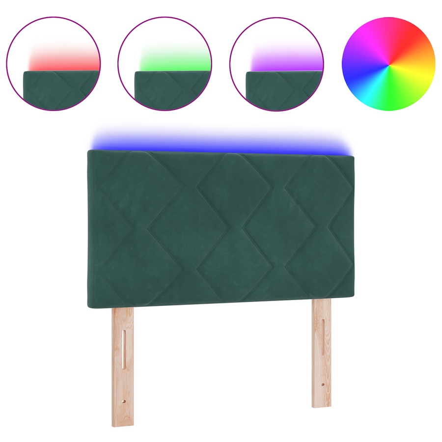 LED Hoofdbord met Diamant Blokken in Donkergroen - 80 cm van Velvet