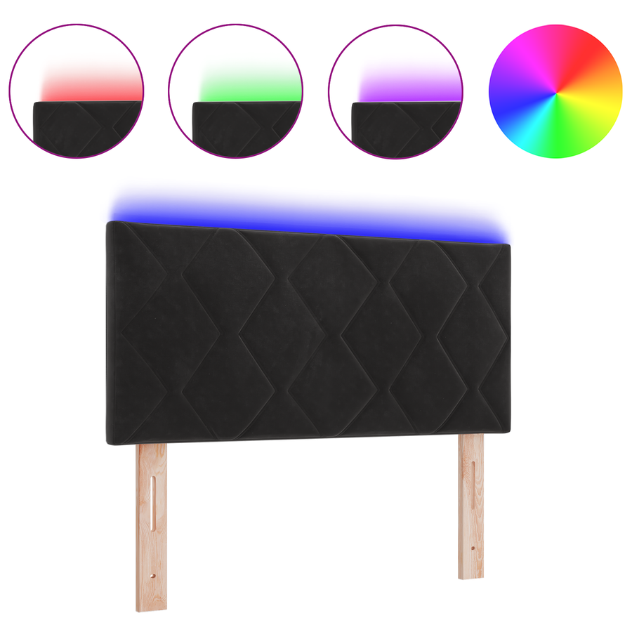 LED Hoofdbord Diamant Blokken Zwart 90 cm Velours