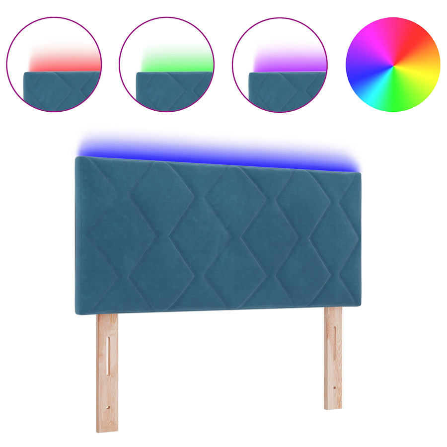 LED Hoofdbord met Diamantblokken in Donkerblauw 90 cm van Velvet