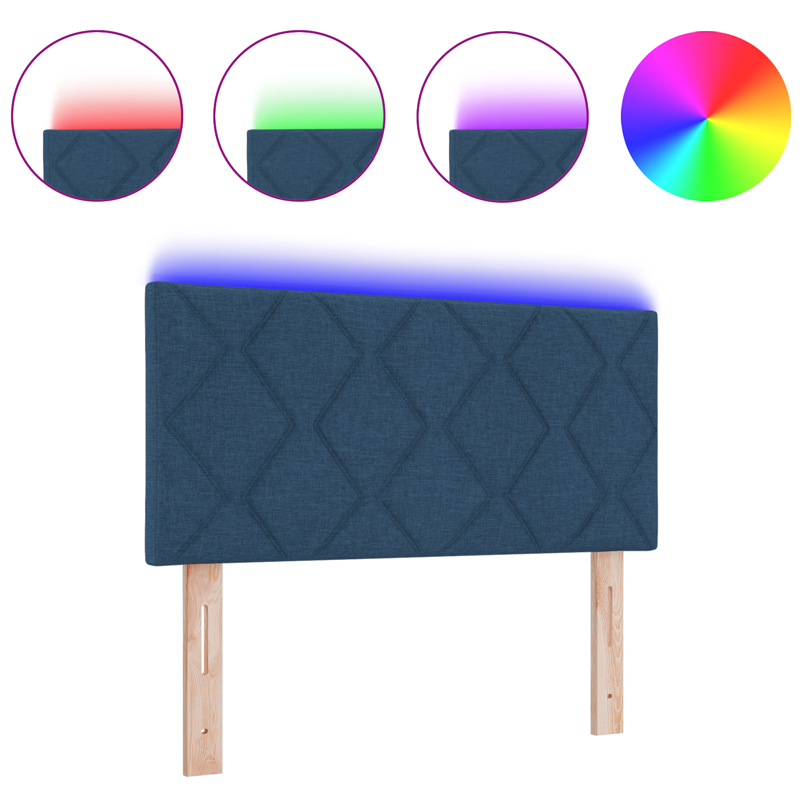 Blauw LED Hoofdbord met Diamant Blokken Ontwerp, 100 cm Stof