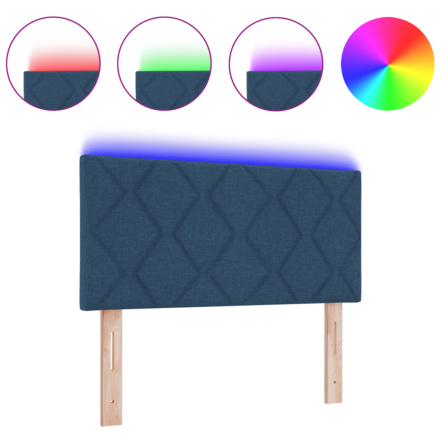 Blauw LED Hoofdbord met Diamant Blokken Ontwerp, 100 cm Stof