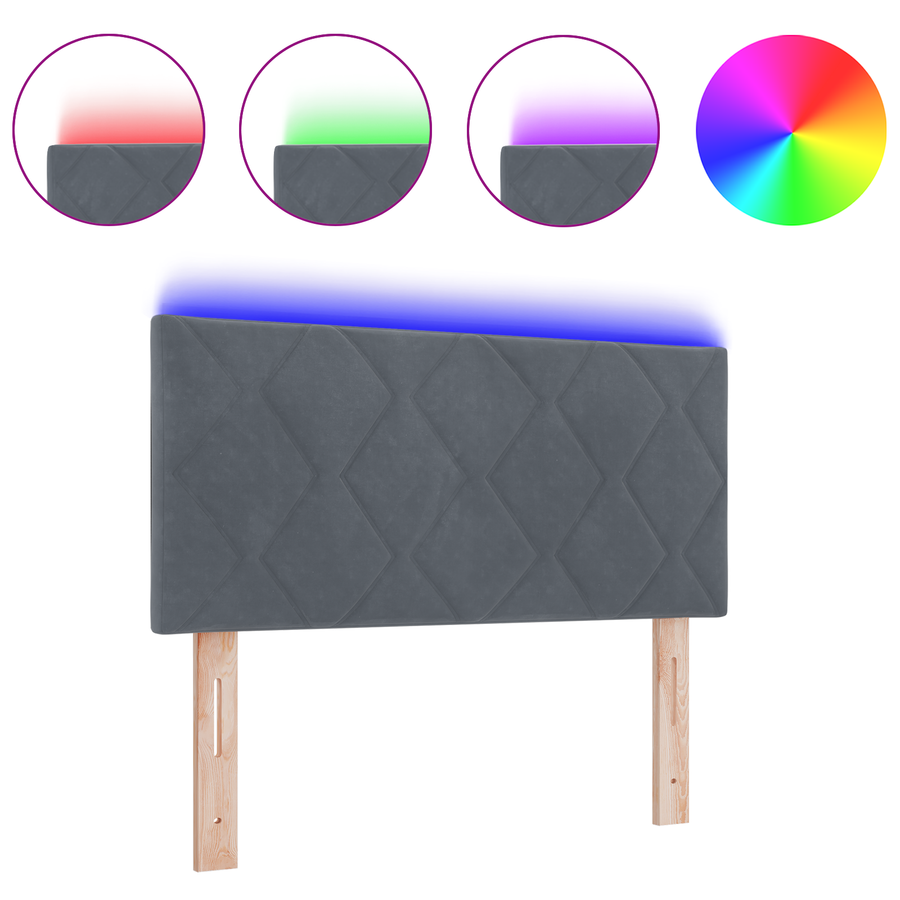 LED Hoofdbord met Diamantblokken in Donkergrijs, 100 cm van Velvet