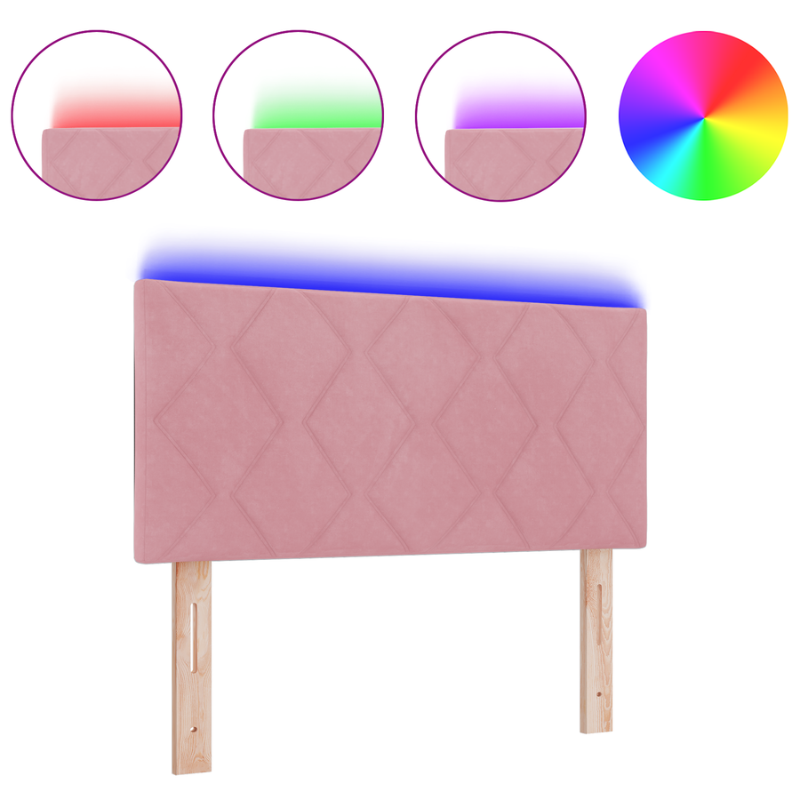 LED Hoofdbord met Diamant Blokken in Roze 100 cm van Fluweel