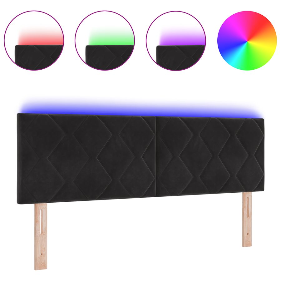 LED Hoofdbord met Diamantblokken Ontwerp Zwart 144 cm