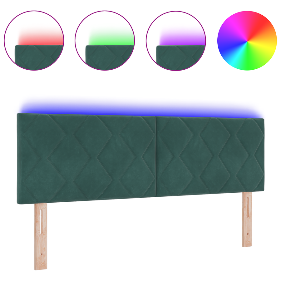 LED Hoofdbord Diamantblok Donkergroen 144 cm Velvet