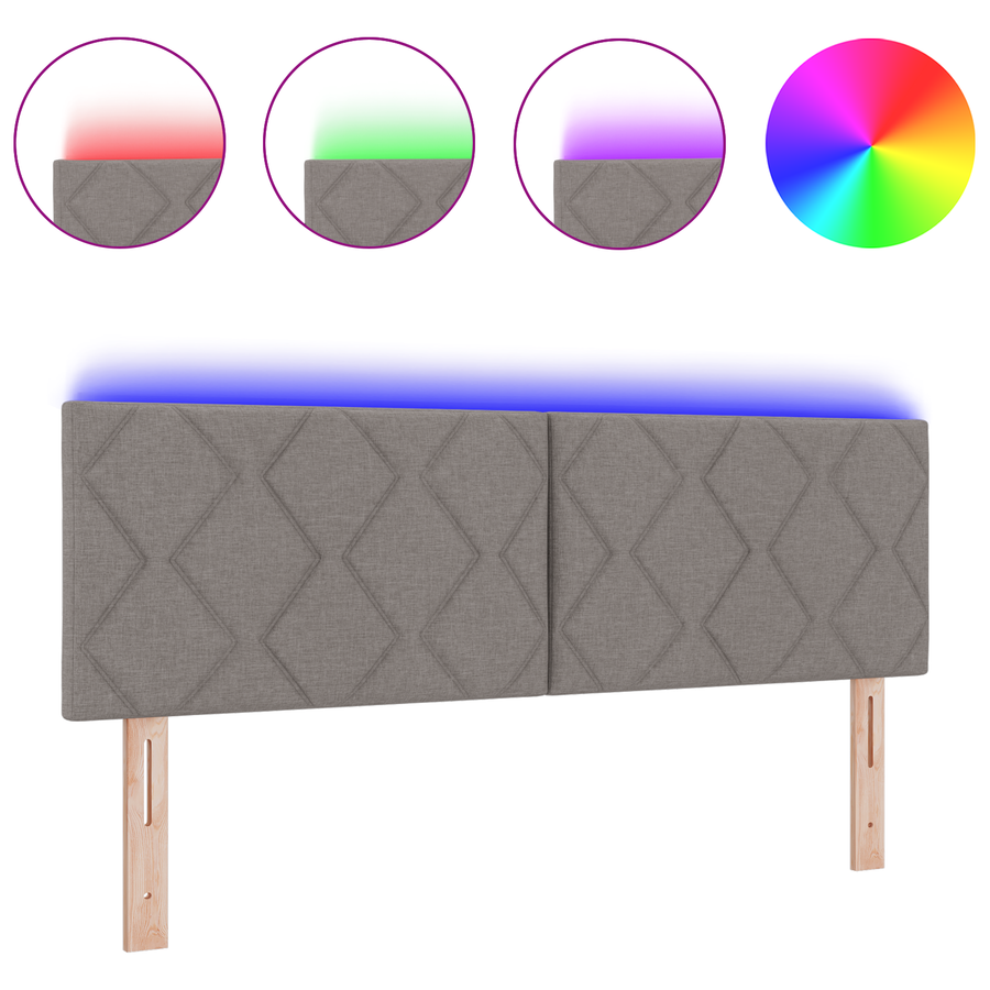 Hoofdbord LED met ruitjes 160 cm stof taupe