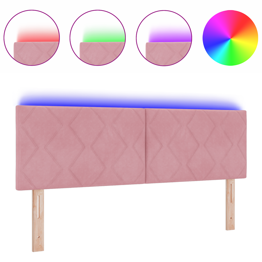 LED Hoofdbord Diamantblok - Roze - 160 cm - Velvet