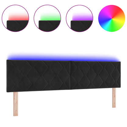 LED Hoofdbord met Diamantblok Ontwerp in Zwart, 180 cm van Velours