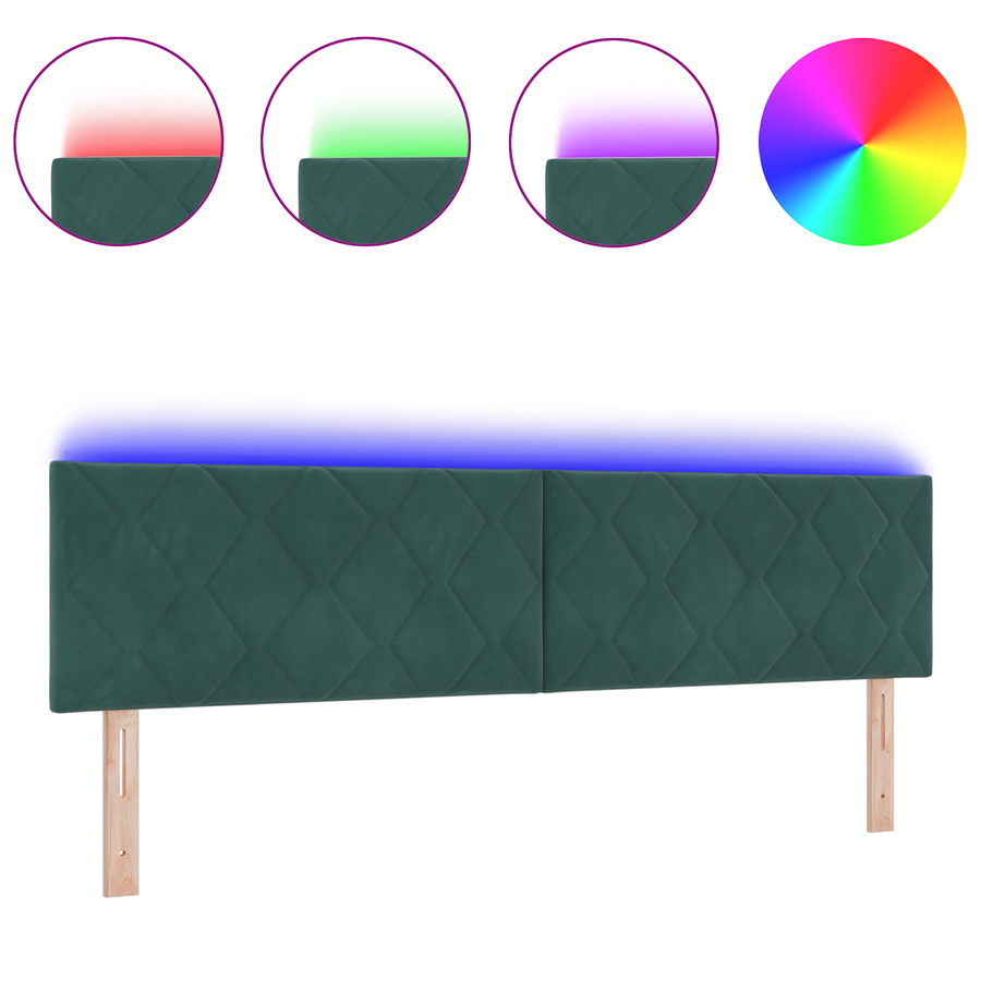 LED Hoofdbord met Diamant Blokken Ontwerp in Donkergroen, 180 cm van Velours
