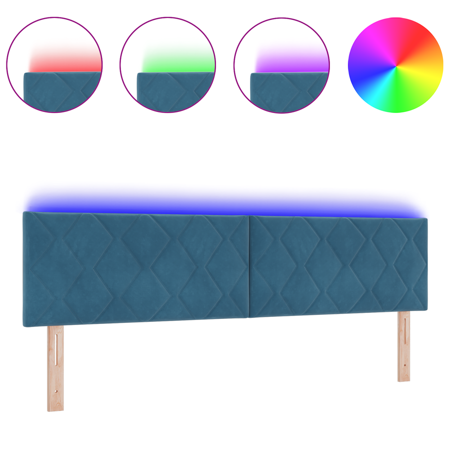 LED Hoofdbord met Diamantblokken Ontwerp Donkerblauw 180 cm