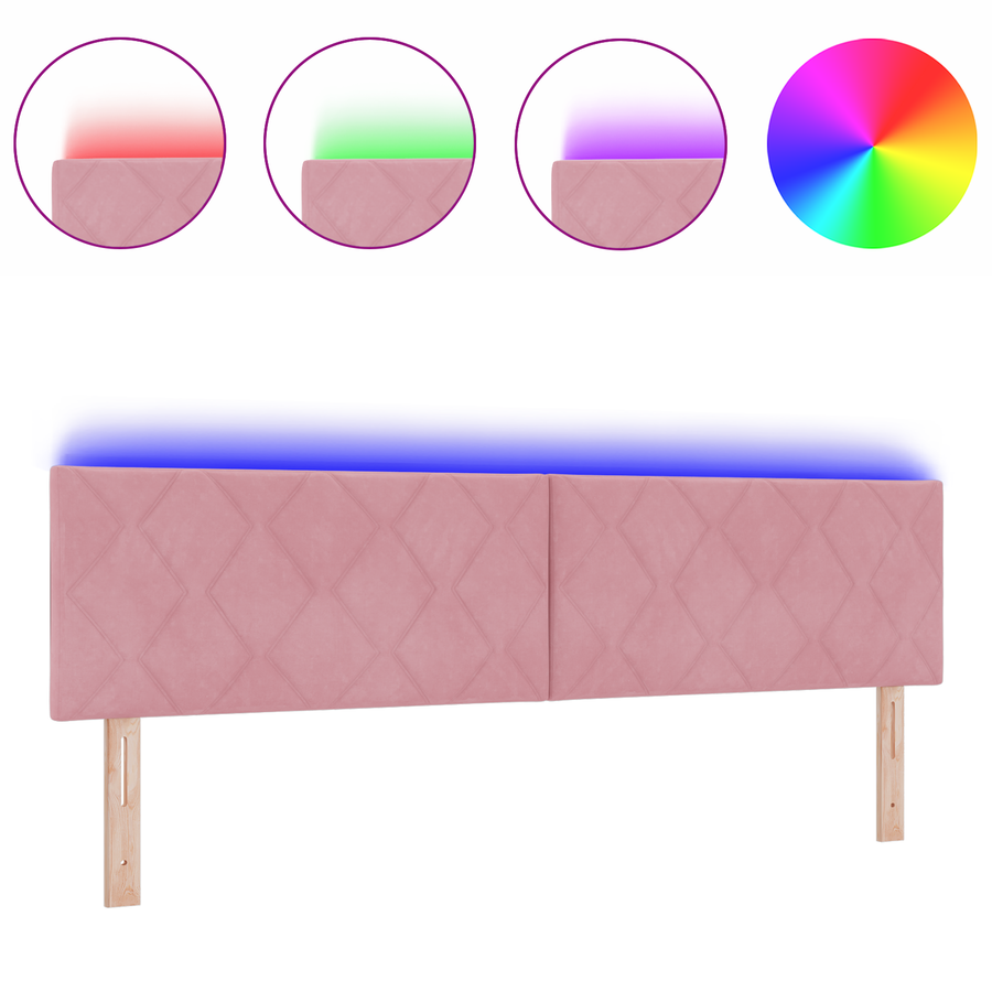 LED Hoofdeinde met Diamantblokontwerp, Roze, 180 cm, Fluweel