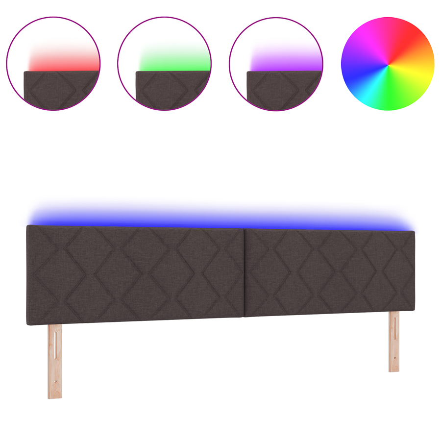 Hoofdbord LED met ruitjes 200 cm stof donkerbruin