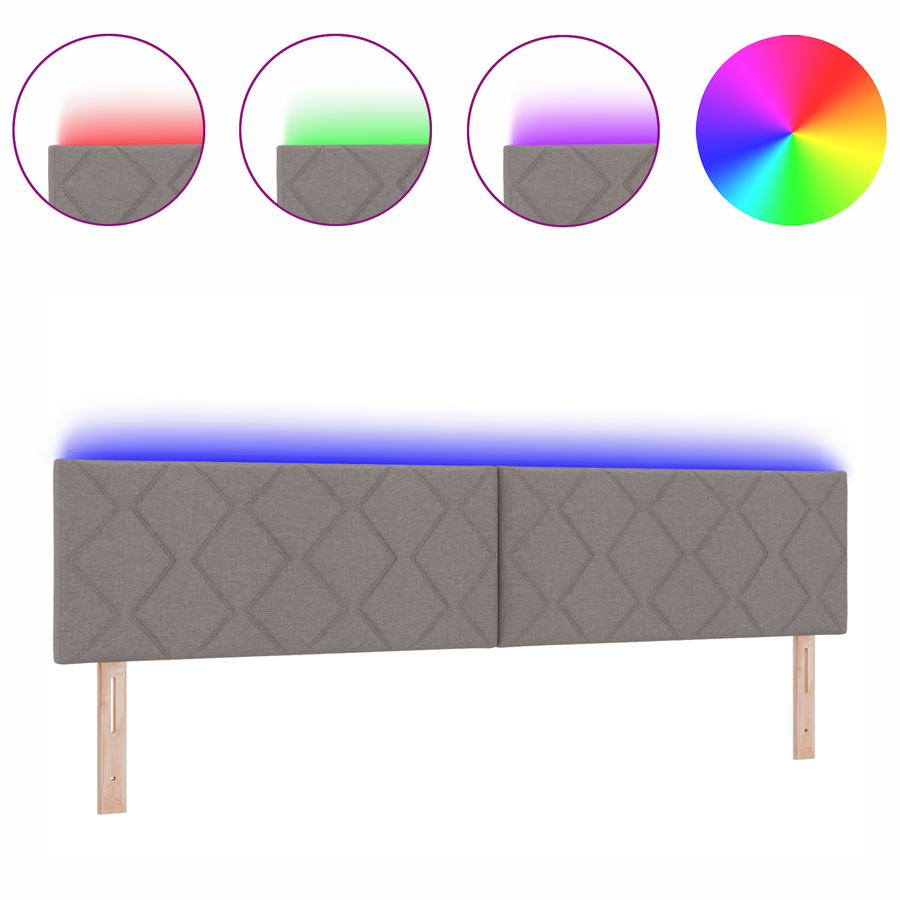 Hoofdbord LED met ruitjes 200 cm stof taupe