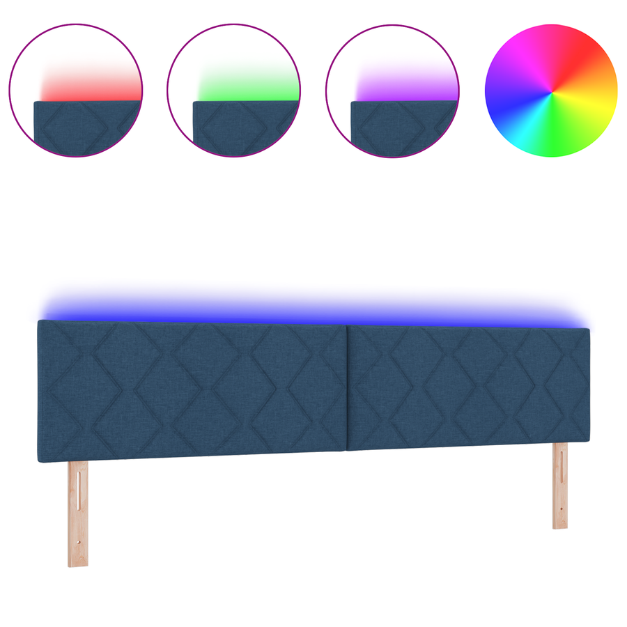 Hoofdbord LED met ruitjes 200 cm stof blauw