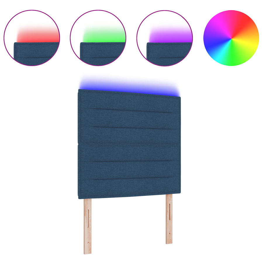 Hoofdbord met strepen 90 cm stof blauw