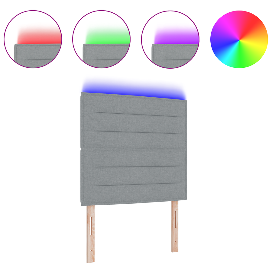 Hoofdbord met strepen 100 cm stof lichtgrijs